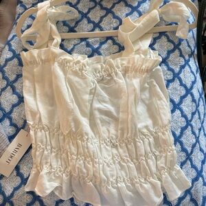 Bardot Cream Linen Tie Cami